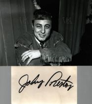 Johnny Preston American Rock And Roll Singer Signed Card With Photo. Good Condition. All