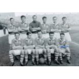 Football Autographed ALEX GOVAN 12 x 8 Photo : B/W, depicting Birmingham City players posing for