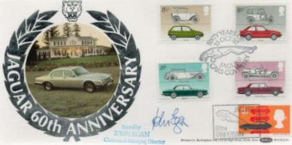 John Egan signed FDC. Jaguar 60th Anniversary. Single postmarked 13th October 82 Cover. Good