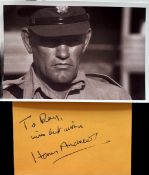 Harry Andrews signed album page with 6x4inch black and white unsigned photo. Dedicated. Good