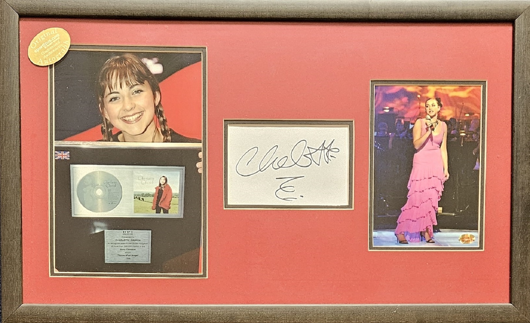 Signed Framed colour Photo of Charlotte Church Autograph is written in pen.3 Photos of Charlotte