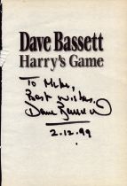 Dave Bassett signed Harry's Game title page NO BOOK. Dedicated and dated 1999. Good Condition. All