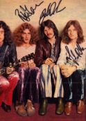 Led Zepplin multi signed magazine cut out photo 12x8 inch approx. Signatures from all four members