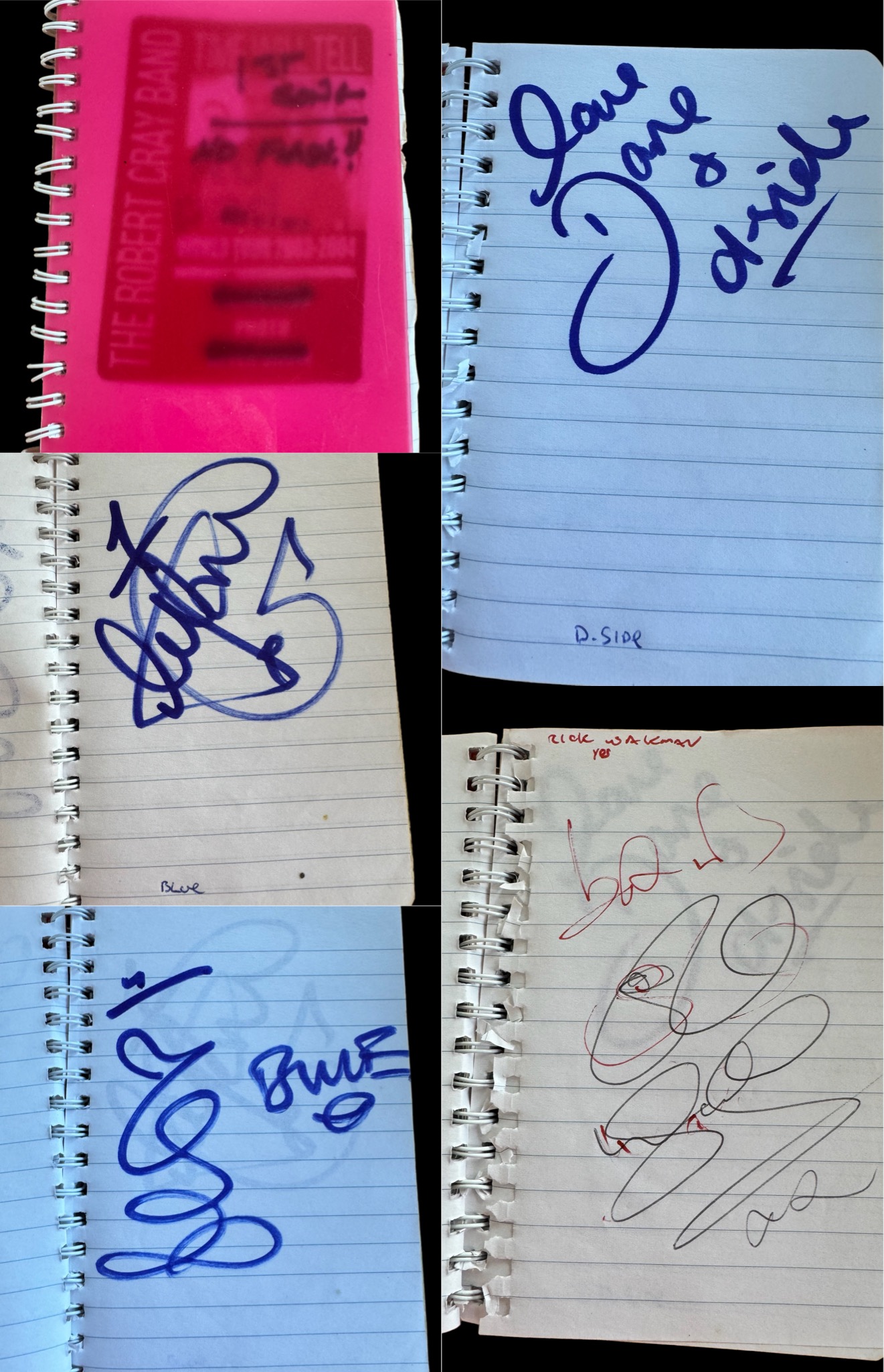 1980/90's Assorted autograph book. Includes Mark Webber, Trevor Francis, Paul Carrack, Rick Wakeman,