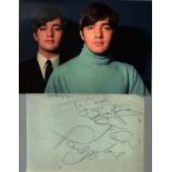 Paul And Barry Ryan Singers Signed Vintage Album Page With Photo. Good Condition. All autographs