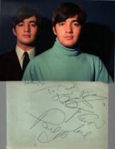 Paul And Barry Ryan Singers Signed Vintage Album Page With Photo. Good Condition. All autographs