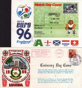 Two unsigned football FDCs, UFEA Euro 1996 Match Day Cover date stamped 15th June 1996 and Arsenal