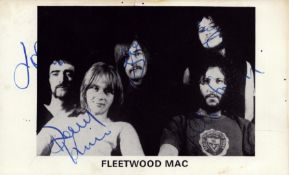 Fleetwood Mac multi signed 6x3.5 inch vintage promo photo. Signatures from Mick Fleetwood, John