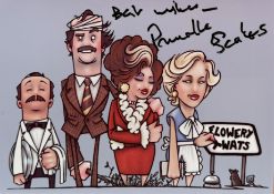 Prunella Scales signed 7x5inch colour cartoon from Fawlty Towers. Good Condition. All autographs