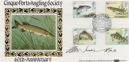 Alex Jardine signed FDC. Cinque. Ports. Angling. Society 60th Anniversary. Single postmarked 26th