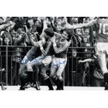 Football Autographed MAN UNITED 12 x 8 Photo : B/W, depicting a wonderful image showing Manchester