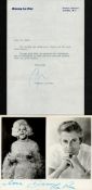 Danny La Rue signed 7x5 black and white montage photo with accompanying Office headed letter. Good