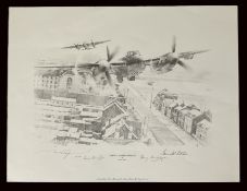 Target Amiens Prison by Robert Taylor Black and White Print signed by the Artist plus Squadron