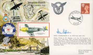 WWII Wing Commander H. M. Stephen DSO, DFC signed Battle of Britain Invasion Month 7 September