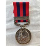 India General Service Medal 1854 with clasp Jowaki 1877/8. Named to Pte Geo Burrows 2598, 4th