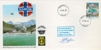 WWII PO John Henry Kingdon HMS Warspite Battle of Narvik 1940 veteran signed 50th Anniversary