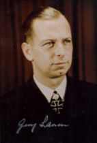 WWII Korvettenkapitan Georg Lassen signed 6x4 inch colour photo. Kreigsmarine Uboat veteran. Good