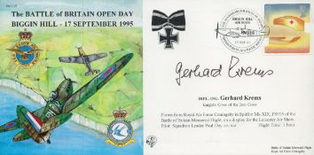 Gerhard Krems Knights Cross of the Iron Cross signed FDC (JS(CC)9) The Battle of Britain Open Day