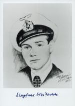 WWII Oberleutnant Siegfried Koitschka signed 6x5 inch black and white photo. Kreigsmarine Uboat