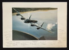 Dam Buster V. C. by Alan Roe Colour Print signed by the Artist plus 21 veterans includes Stanley