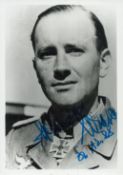 WWII Major Johannes Wiese signed 6x4 inch black and white photo. Luftwaffe fighter ace. Good