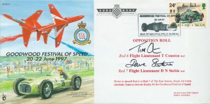 Red Arrows pilot Flt Lt T Couston Red 6, Flt Lt D Stobie Red 7 signed 1997 Goodwood Festival of