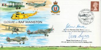 Air Vice Marshall John Howe CB CBE AFC and Dame Vera Lynn signed Closure of RAF Manston FDC (JS(CC)