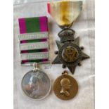 Pair of named medals and Lord Roberts Medalion. 1. Kabulto Kandahra Star 1880. Named to Pte Duncan