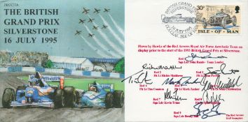 Red Arrows full team signed 1995 British Grand Prix scarce flown RAF WW2 Air Display cover. Good