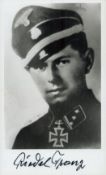 WWII Obersturmfuhrer Franz Riedel signed 6x4 inch black and white photo. Luftwaffe fighter ace. Good