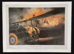 The Swordfish Attack at Taranto by Robert Taylor Colour Print signed by the Artist plus 2 veterans