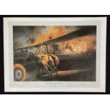 The Swordfish Attack at Taranto by Robert Taylor Colour Print signed by the Artist plus 2 veterans