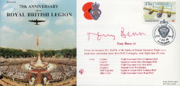 Tony Benn MP signed 75th Anniversary of the Royal British Legion flown FDC (JS(CC)14) PM 75th