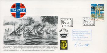 WWII PO Kenneth W Connett HMS Hardy First Battle of Narvik 1940 veteran signed 50th Anniversary