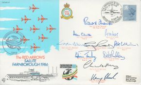 Red Arrows full team signed 1986, Farnborough Internation Salute scarce flown RAF WW2 Air Display