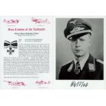 Luftwaffe Mjr Hans Ekkehard BOB KC WW2 RAF Battle of Britain fighter ace signed 7 x 5 inch b/w