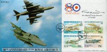 King Hussein of Jordan signed 80th Anniversary of the Royal Air Force FDC (RAF 80(1) double PM RAF