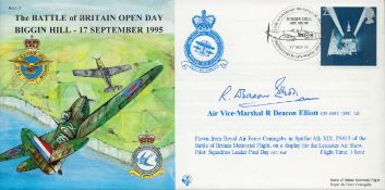 Air Vice Marshal R Deacon Elliott CB OBE DFC AE signed FDC (JS(CC)9) The Battle of Britain Open