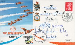 Red Arrows full team signed 1990, Farnborough Internation Salute scarce flown RAF WW2 Air Display