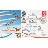 Red Arrows full team signed 1990, Farnborough Internation Salute scarce flown RAF WW2 Air Display