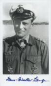 WWII Kapitanleutnant Hans Gunther Lange signed 6x4 inch black and white photo. Kreigsmarine Uboat