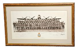 RAF Scampton 1943 Group photo in front of a Lancaster featuring ground crew and airmen, Limited