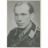 WWII Leutnant Hermann Buchner signed 6x4 inch black and white photo. Good Condition. All