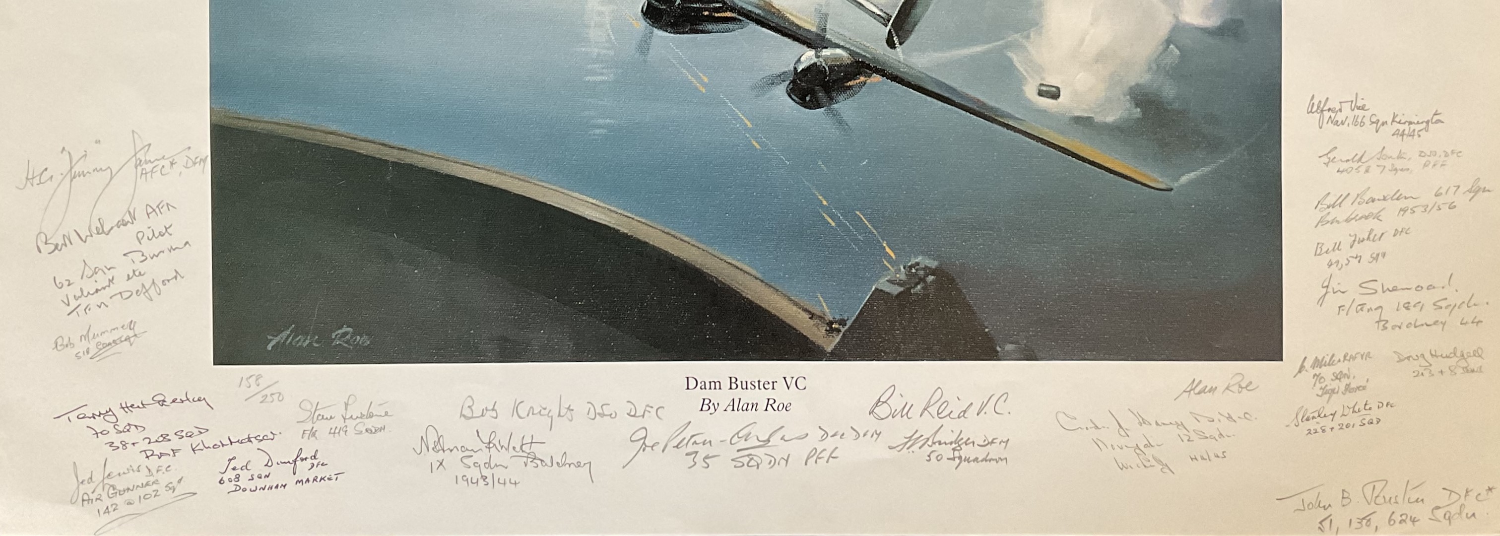 Dam Buster V. C. by Alan Roe Colour Print signed by the Artist plus 21 veterans includes Stanley - Image 2 of 2