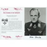 Luftwaffe Haupt Otto Schultz KC WW2 RAF Battle of Britain fighter ace signed 7 x 5 inch b/w portrait