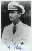 WWII Kapitanleutnant Alfred Eick signed 6x4 inch black and white photo. Kreigsmarine Uboat