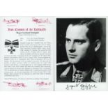 Luftwaffe Mjr Gerhard Schopfel KC WW2 RAF Battle of Britain fighter ace signed 7 x 5 inch b/w