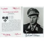 Luftwaffe Gerhard Krems KC WW2 RAF Battle of Britain fighter ace signed 7 x 5 inch b/w portrait