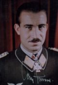 WWII General Adolf Galland signed 6x4 inch colour photo. Luftwaffe fighter ace. Good Condition.