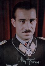 WWII General Adolf Galland signed 6x4 inch colour photo. Luftwaffe fighter ace. Good Condition.